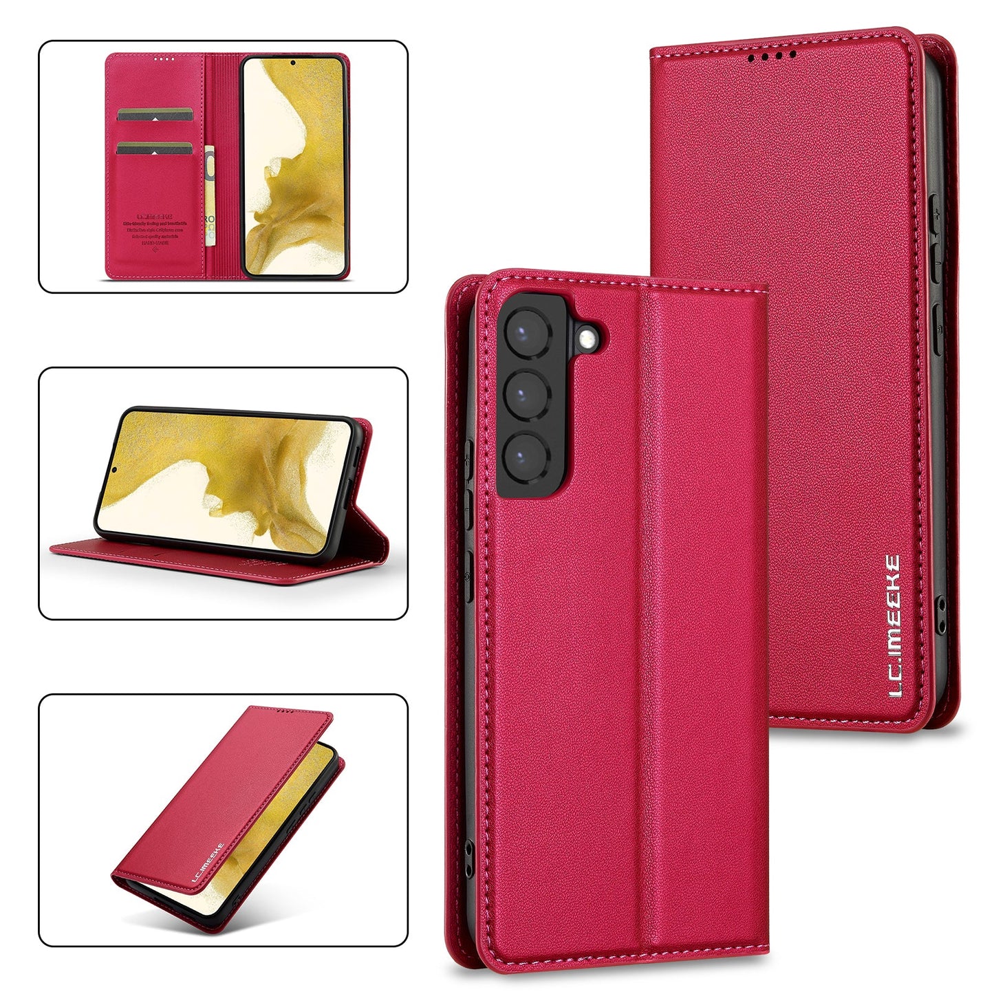 Magnetic Leather Folio Wallet Phone Case for Samsung Galaxy S22
