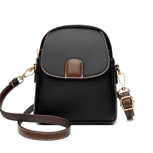 Chic Compact Leather Phone Bag with Strap