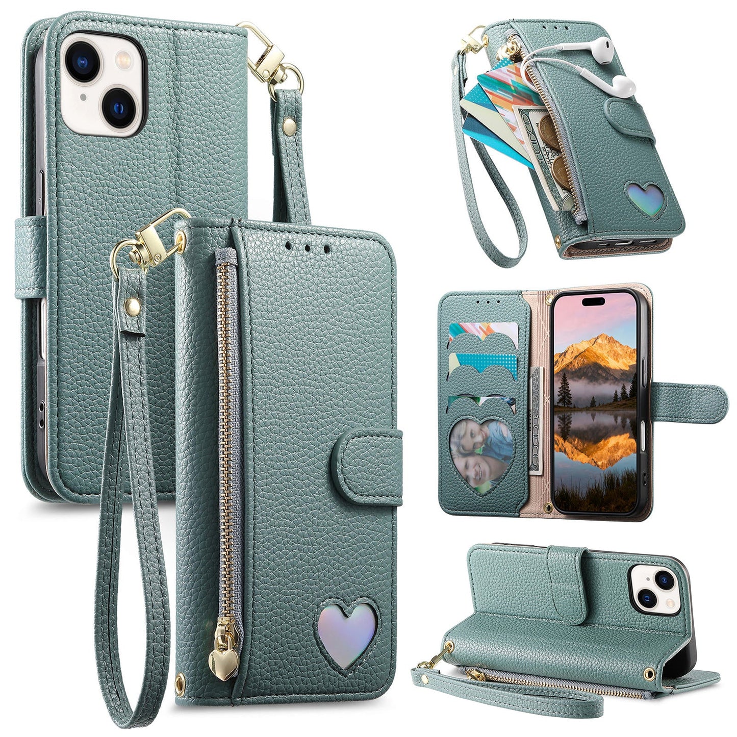 Heart Love Wallet Flip Case for iPhone 12 Mini