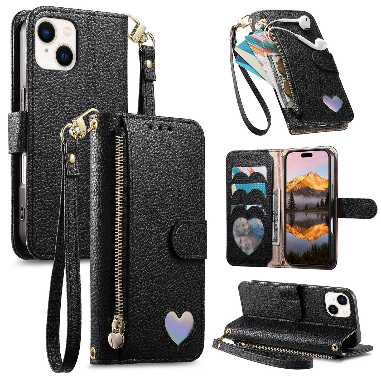 Heart Love Wallet Flip Case for iPhone 12 Mini