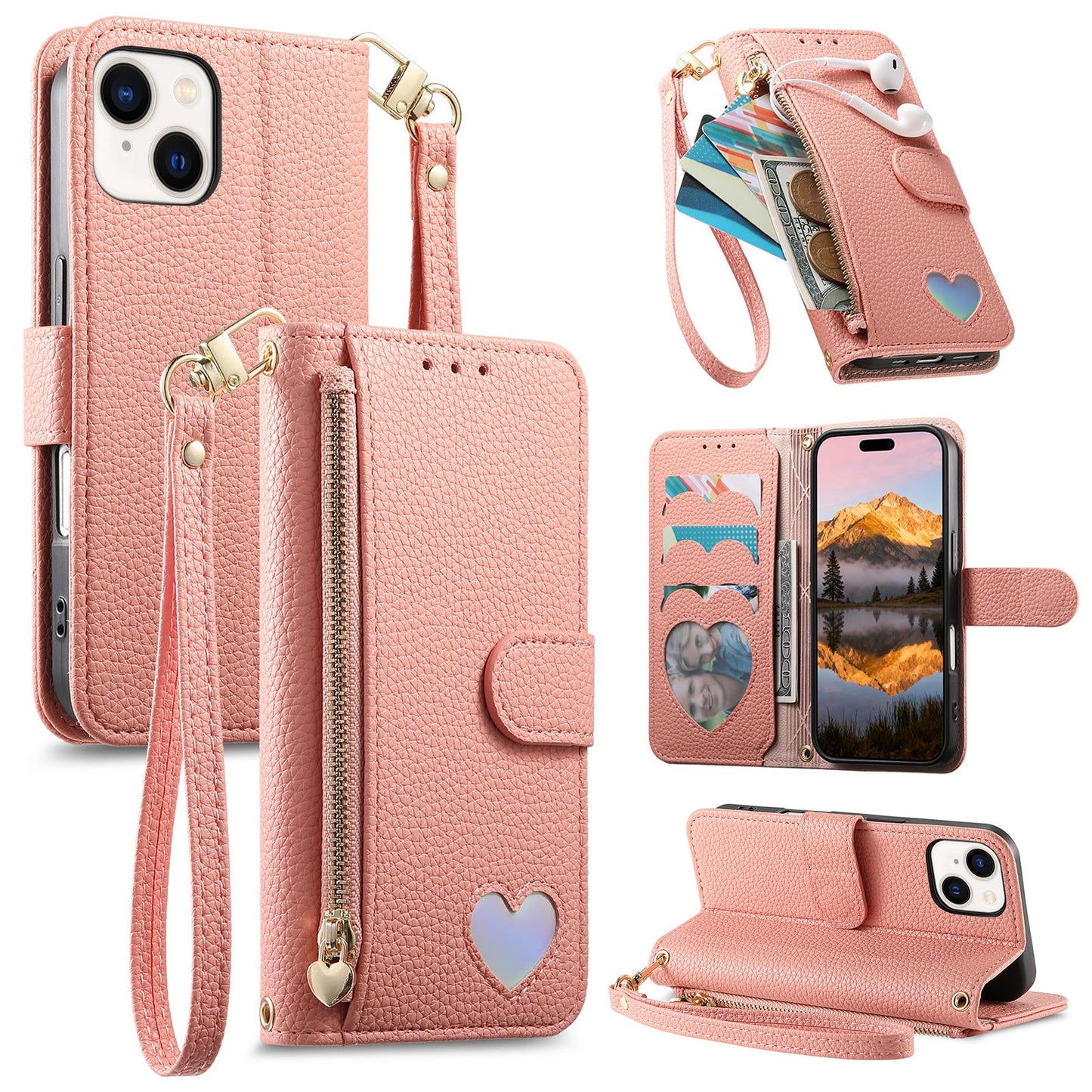 Heart Love Wallet Flip Case for iPhone 12