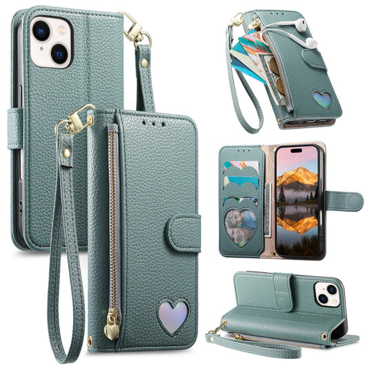 Heart Love Wallet Flip Case for iPhone 15