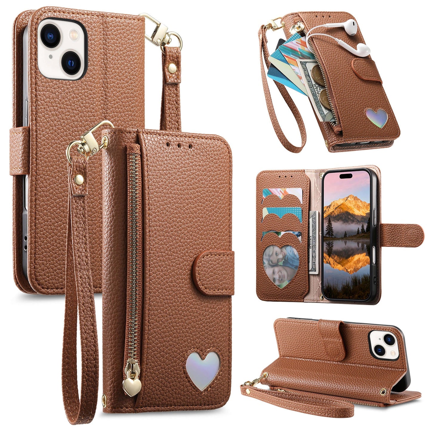 Heart Love Wallet Flip Case for iPhone 13