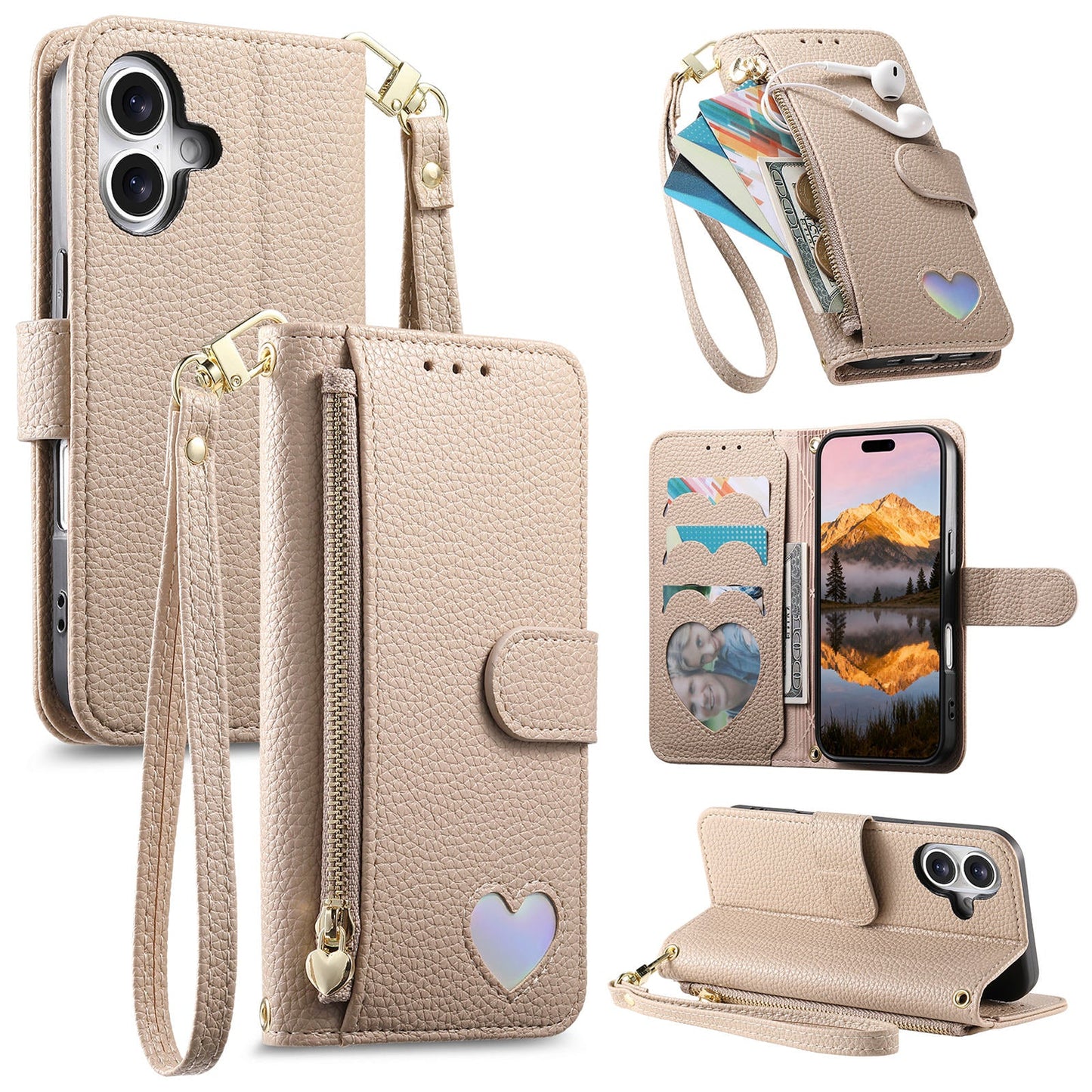 Heart Love Wallet Flip Case for iPhone 16e