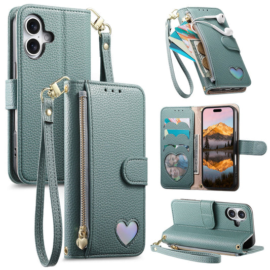 Heart Love Wallet Flip Case for iPhone 16 Plus