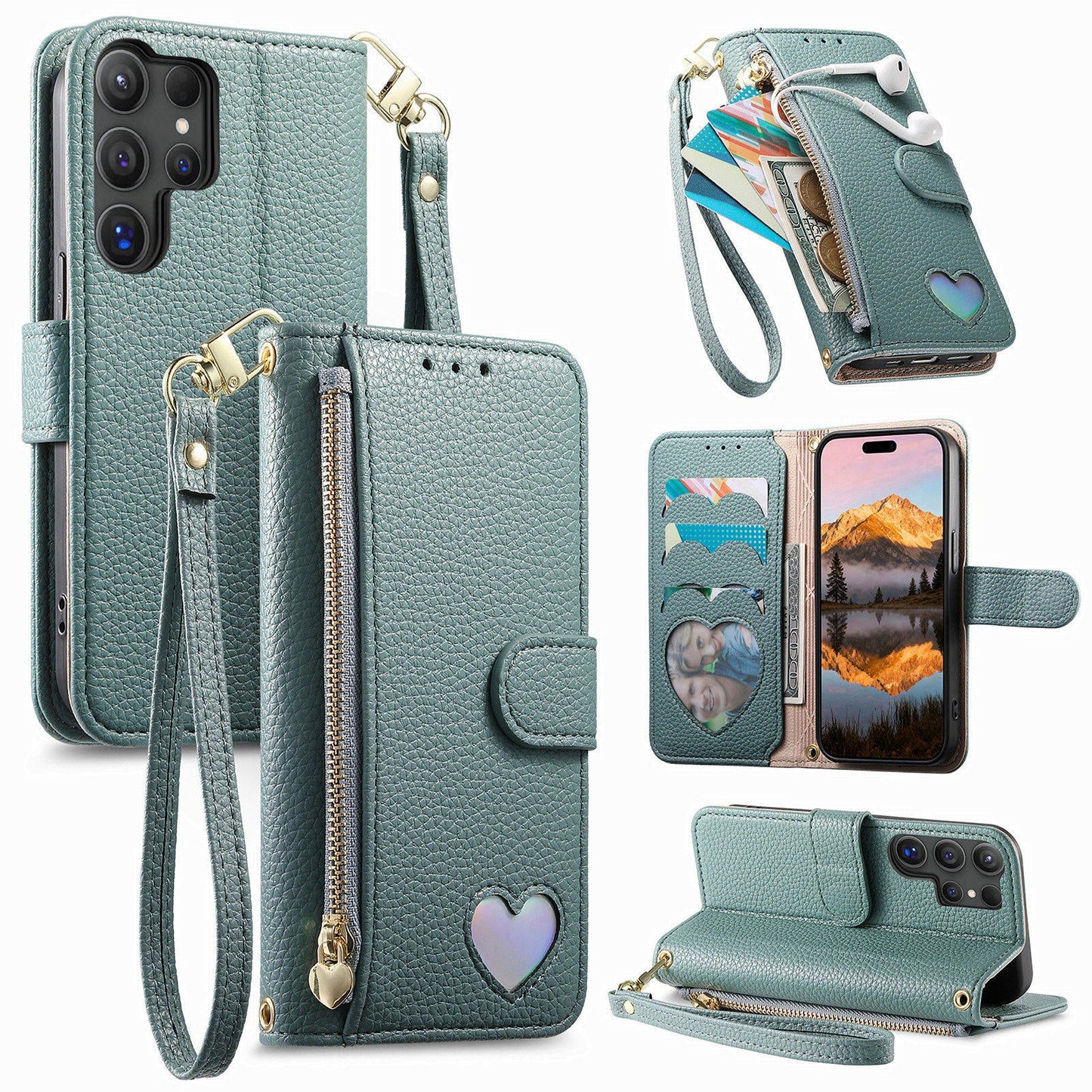 Heart Love Wallet Flip Case for Samsung Galaxy S21 Ultra
