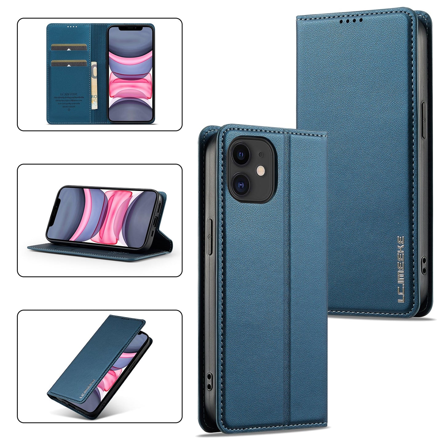 Magnetic Leather Folio Wallet Phone Case for iPhone 12