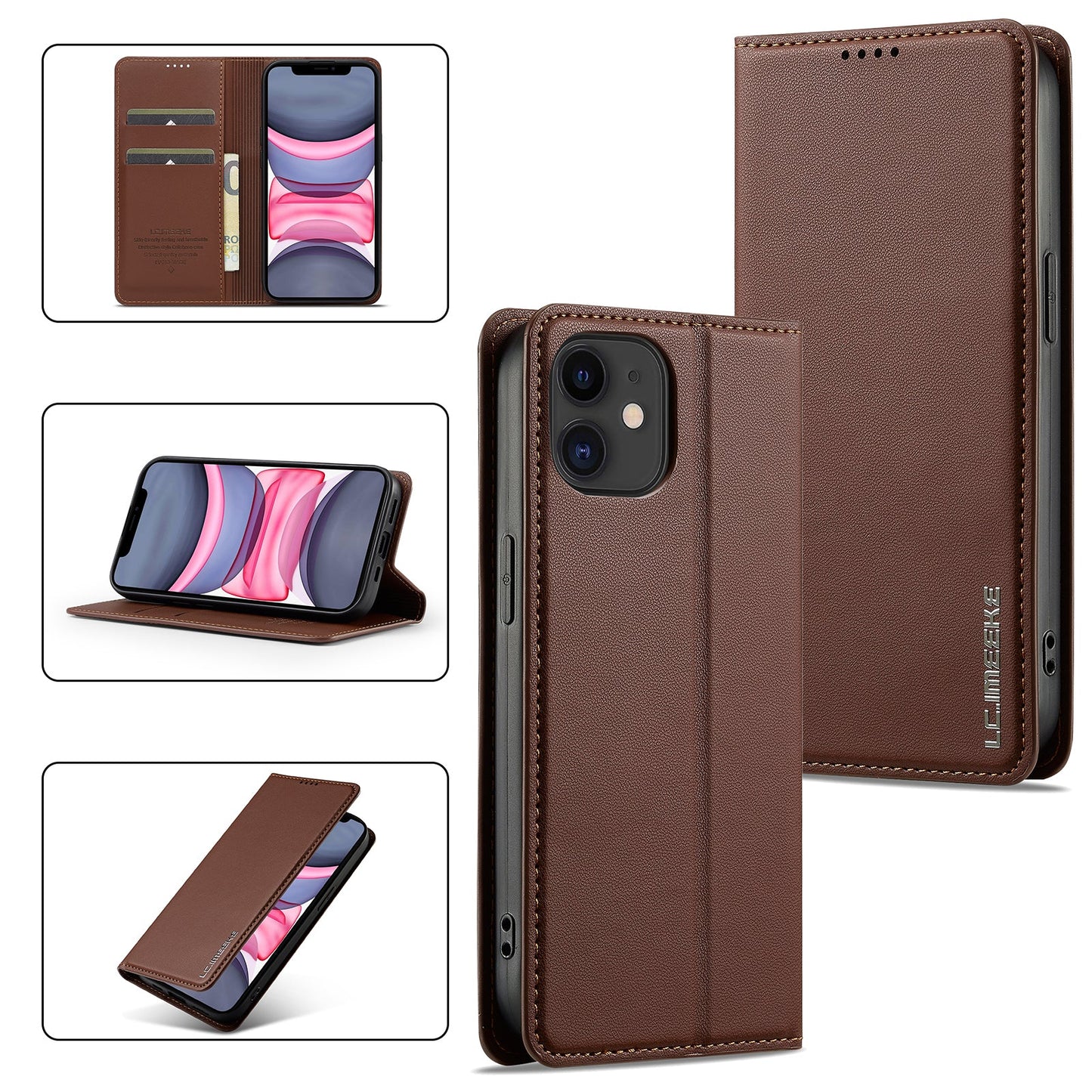 Magnetic Leather Folio Wallet Phone Case for iPhone 11