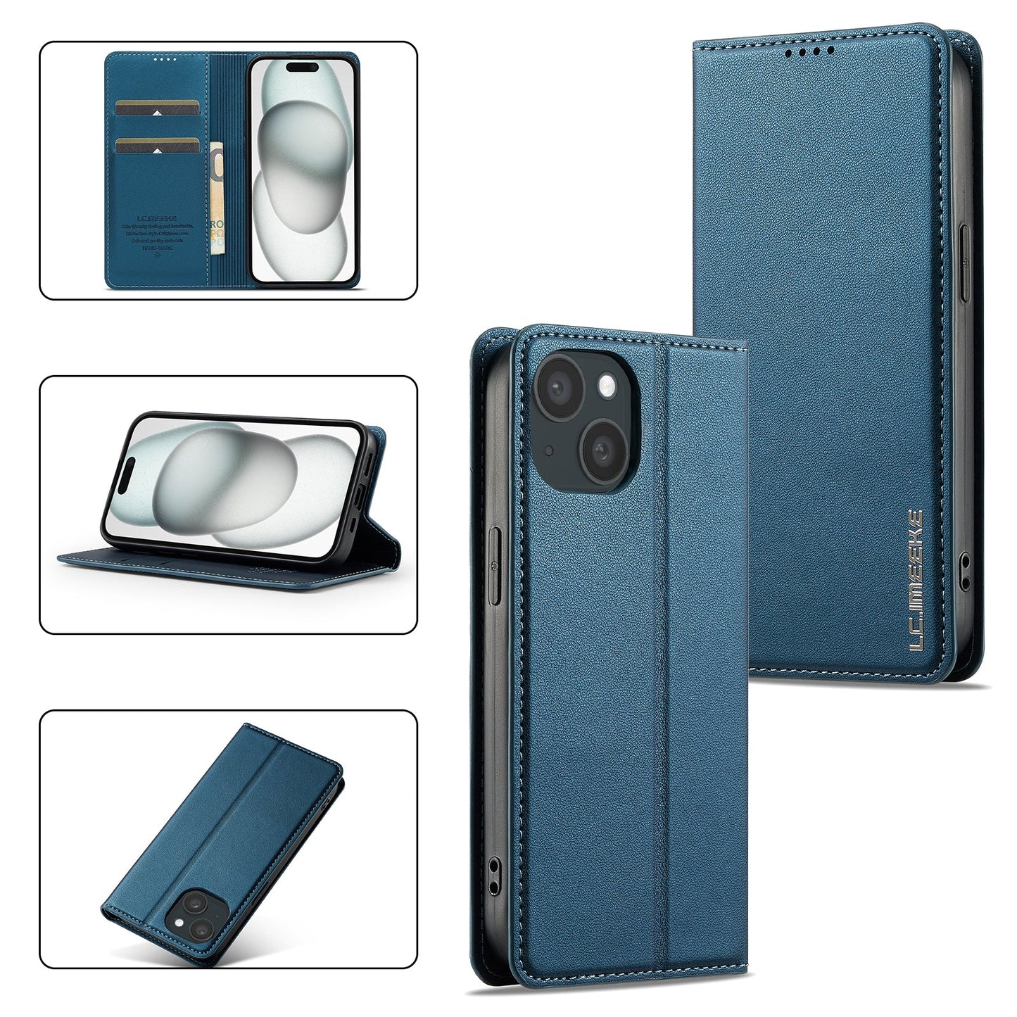 Magnetic Leather Folio Wallet Phone Case for iPhone 13 Mini
