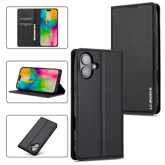 Magnetic Leather Folio Wallet Phone Case for iPhone 17