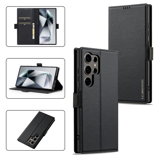 Magnetic Leather Folio Wallet Phone Case for Samsung Galaxy S22 Ultra