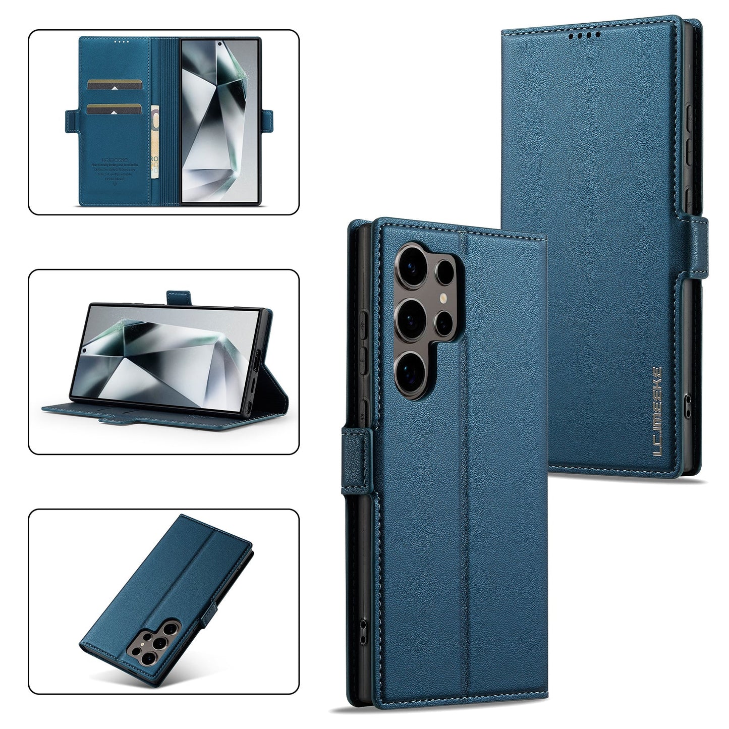 Magnetic Leather Folio Wallet Phone Case for Samsung Galaxy S25 Ultra