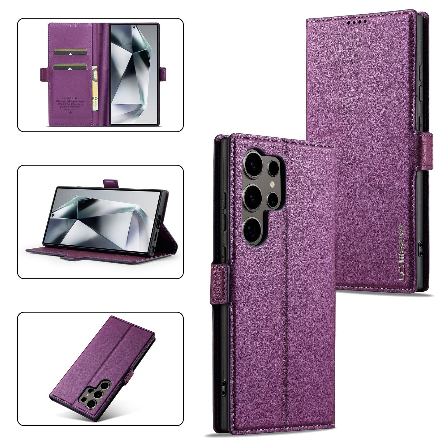 Magnetic Leather Folio Wallet Phone Case for Samsung Galaxy S25 Ultra