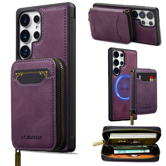 RFID Leather Wallet Phone Case with Detachable MagSafe Back Cover & Secure Zipper Pocket for Samsung Galaxy S23 Ultra